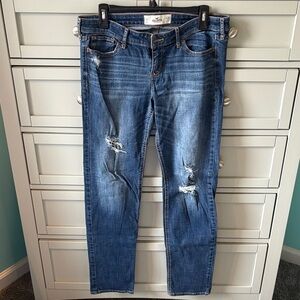 Hollister Women's Blue Ripped Straight Leg Jeans